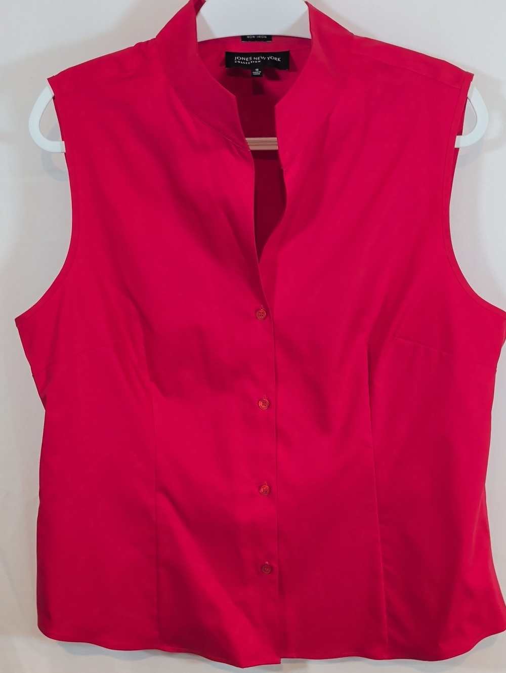Jones New York Hot Pink Sleeveless Button-Down Shell